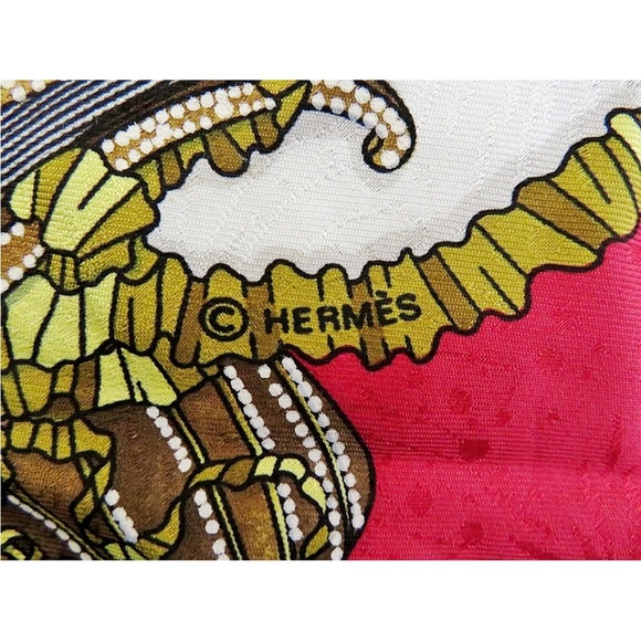 Hermes Red and Gold Scarf - Picture 12 of 14